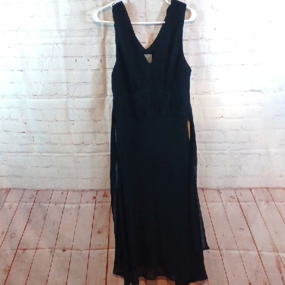 Y2K  Rabbit  Rabbit  Feminine Silhouette  Empire Waist Black Sun Dress 14